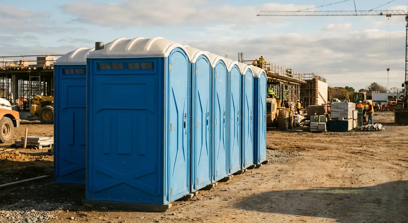 Luxury restroom trailer rental background in Woburn, MA