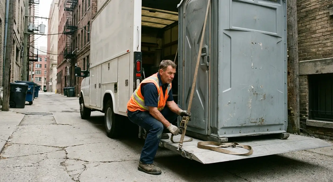 Portable sanitation services in Downtown Woburn