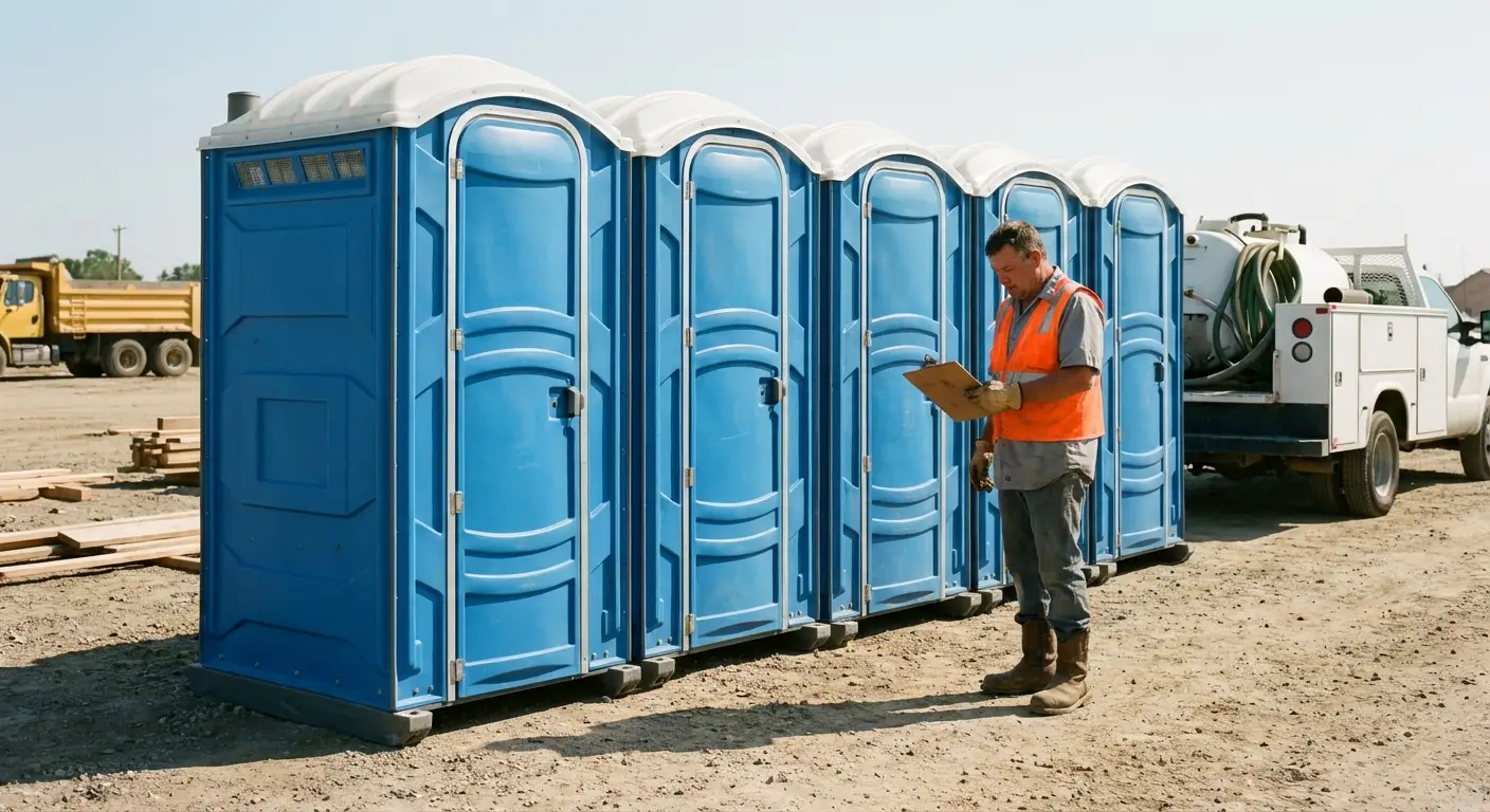Portable toilet site planning and placement logistics in Woburn, MA