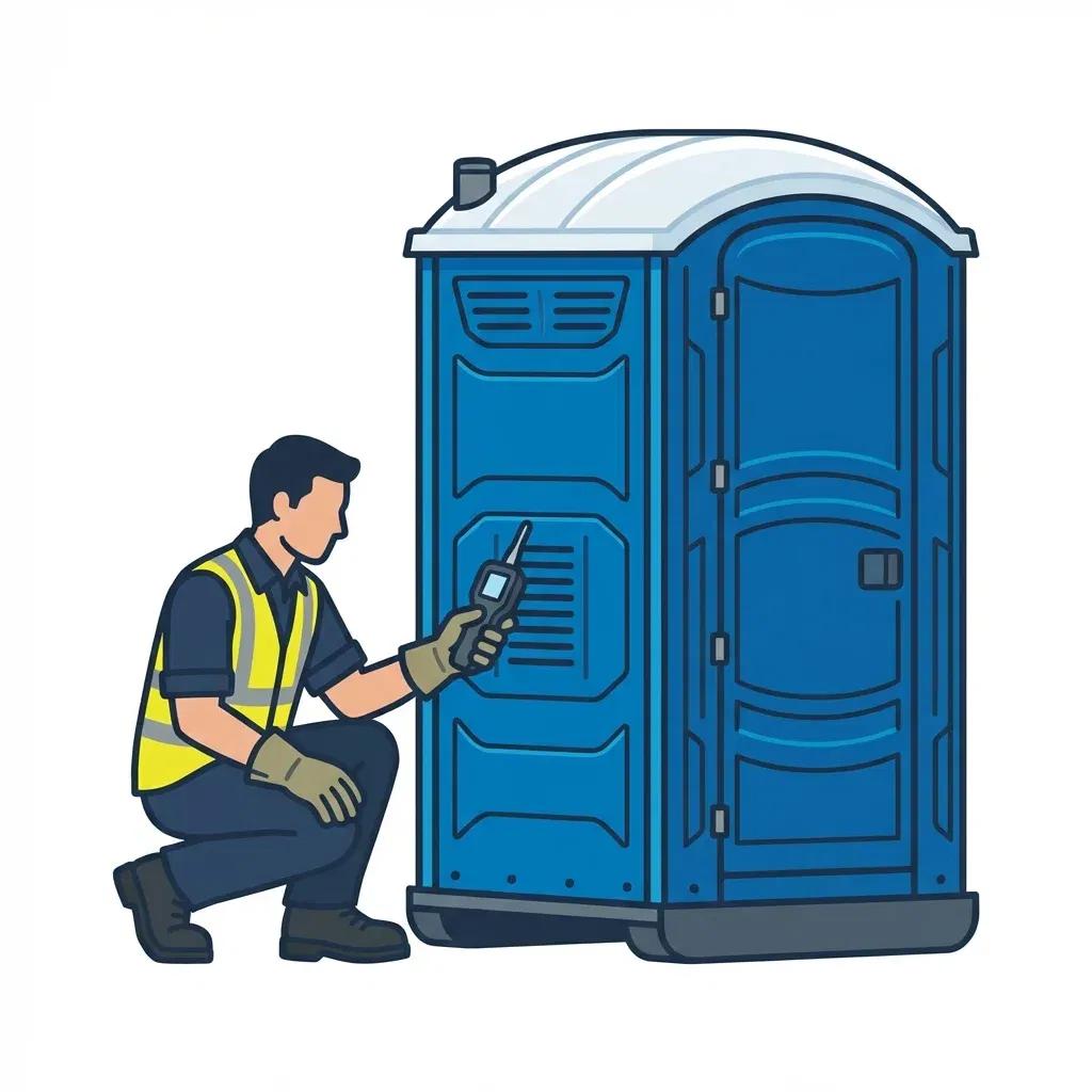 Infographic detailing causes of portable toilet odors in Woburn, MA